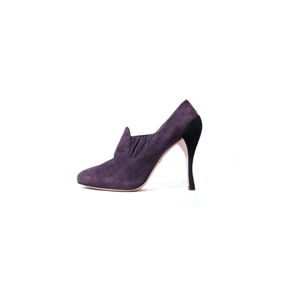 Prada Pumps 39.5 Womens Size 9 Purple-Black Suede Ruched Pumps - Picture 1 of 11